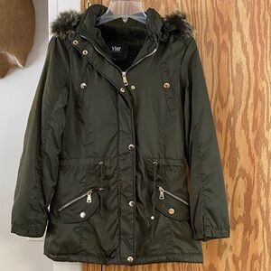 YMI Dark Green Jacket with Faux Fur Hood